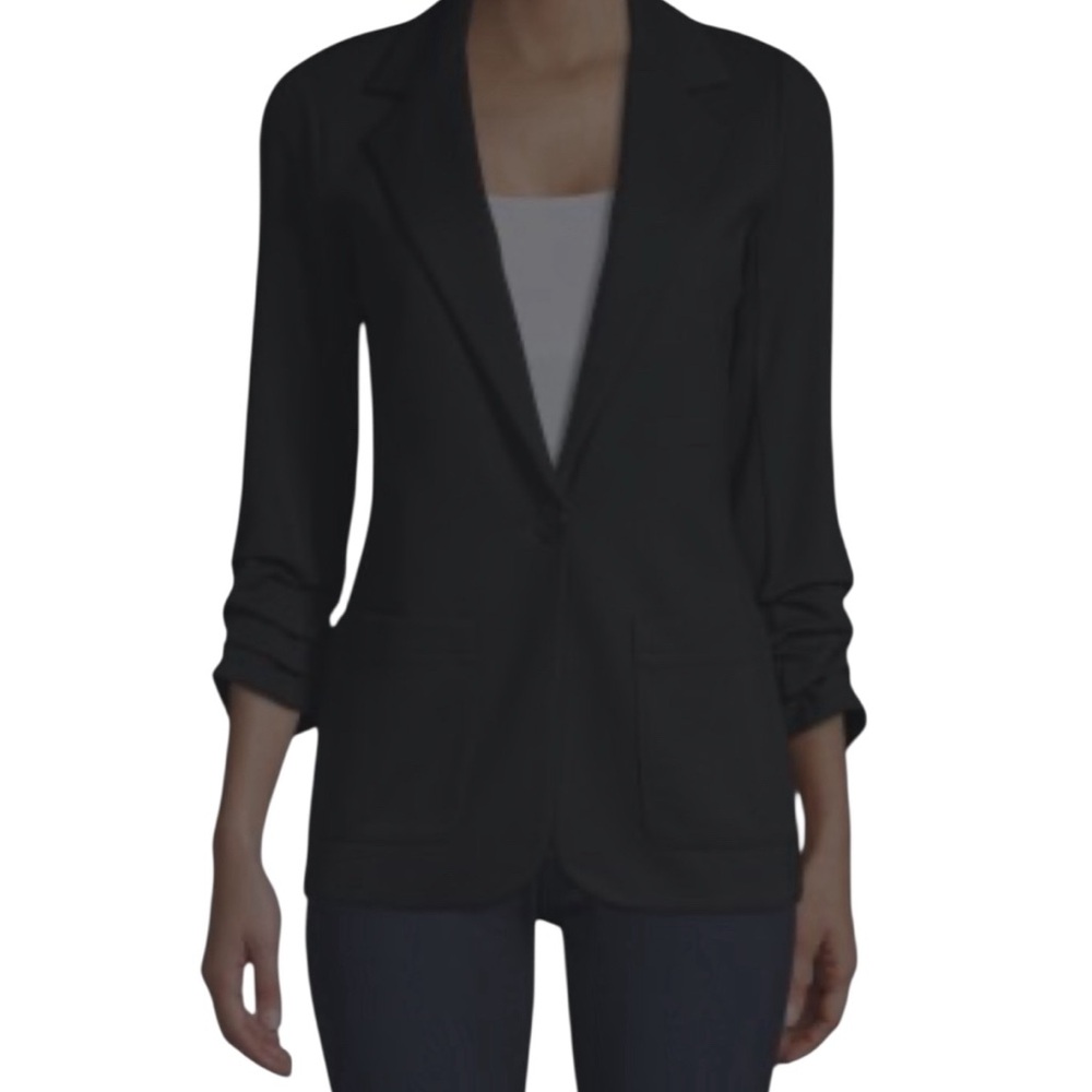 Bailey/44 Women’s Sz XS Jane Jacket Ruched Sleeve Casual Black Blazer